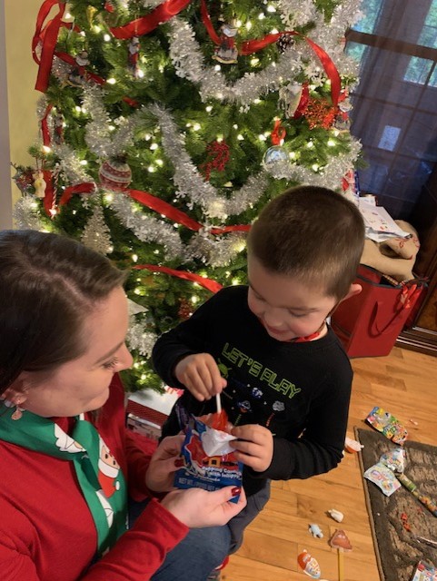 Daughter-in-Love and grandson creating memories during Christmas Cookie Party