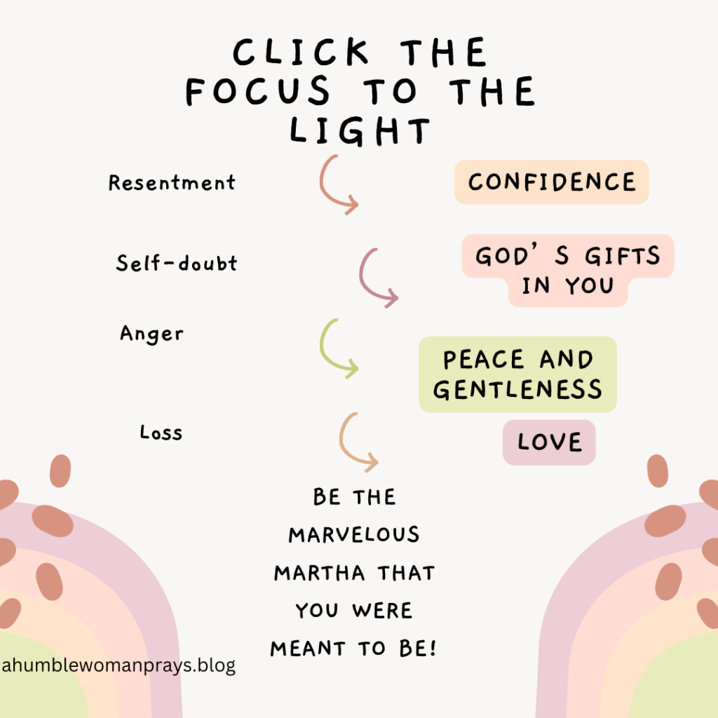 Put your time and attention to follow Christ's choices. Be the Marvelous Martha that you were meant to be!