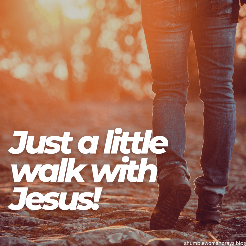 Just a little walk with Jesus helps me too. Talking while we walk is even better!